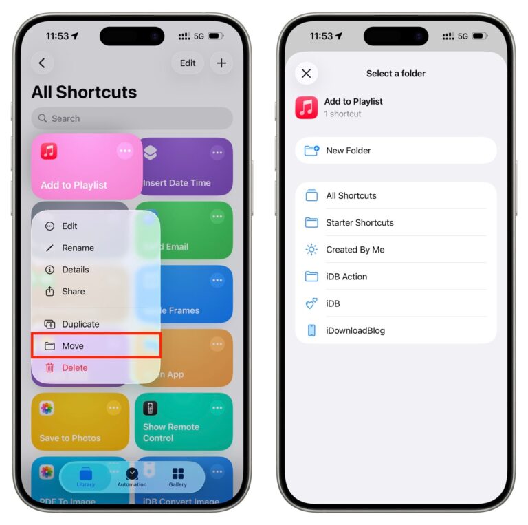 How to create and manage folders in Apple Shortcuts app