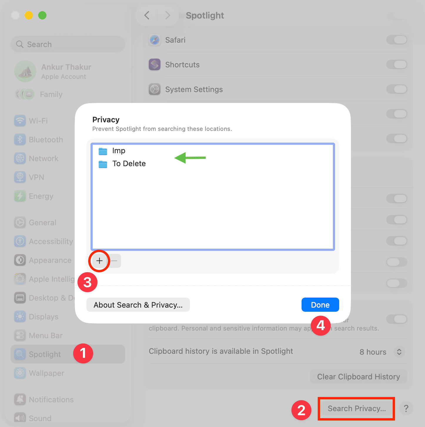How to exclude files, folders, disks from Spotlight Search on Mac