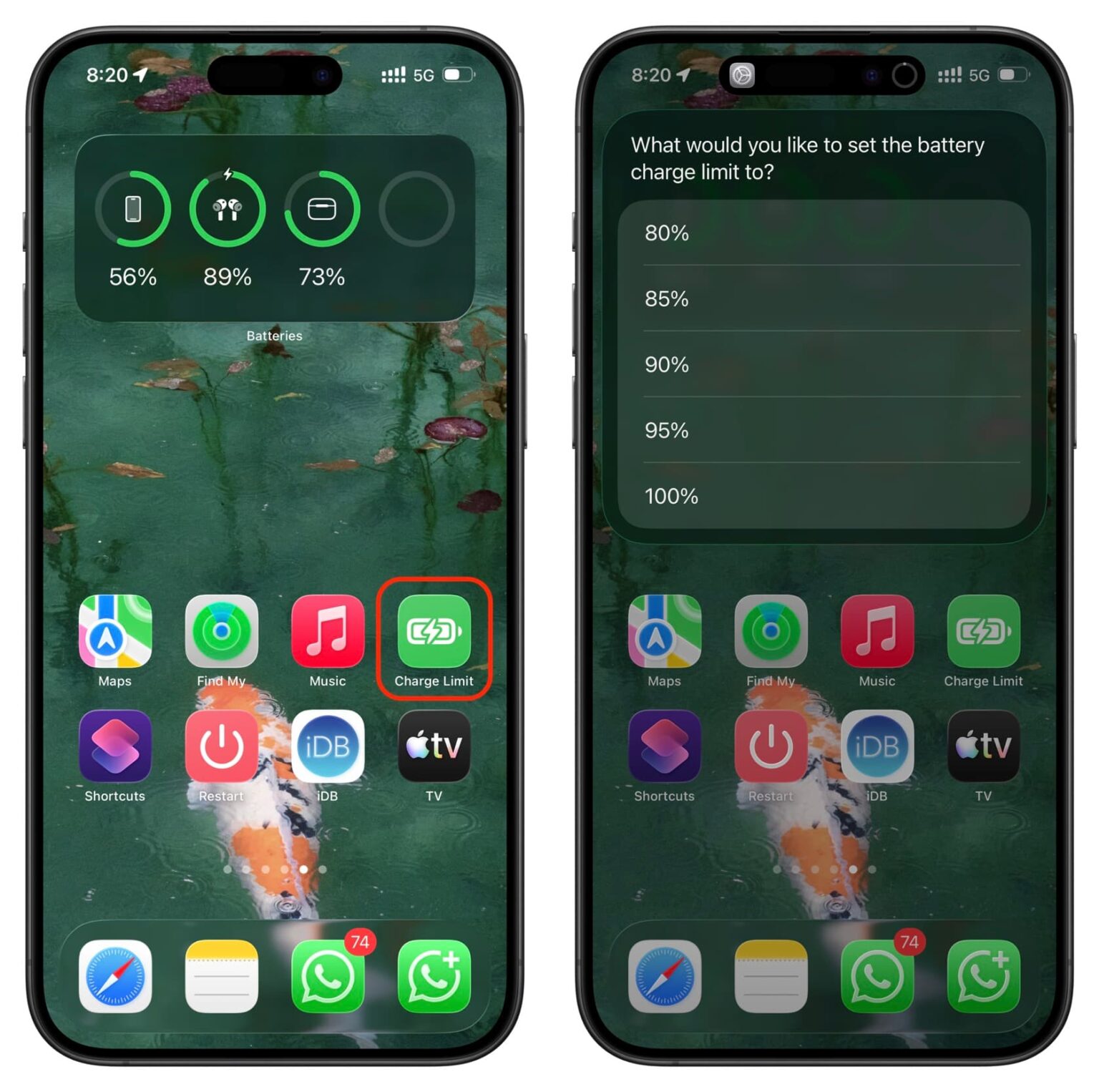 How to set iPhone battery charge limit with a shortcut