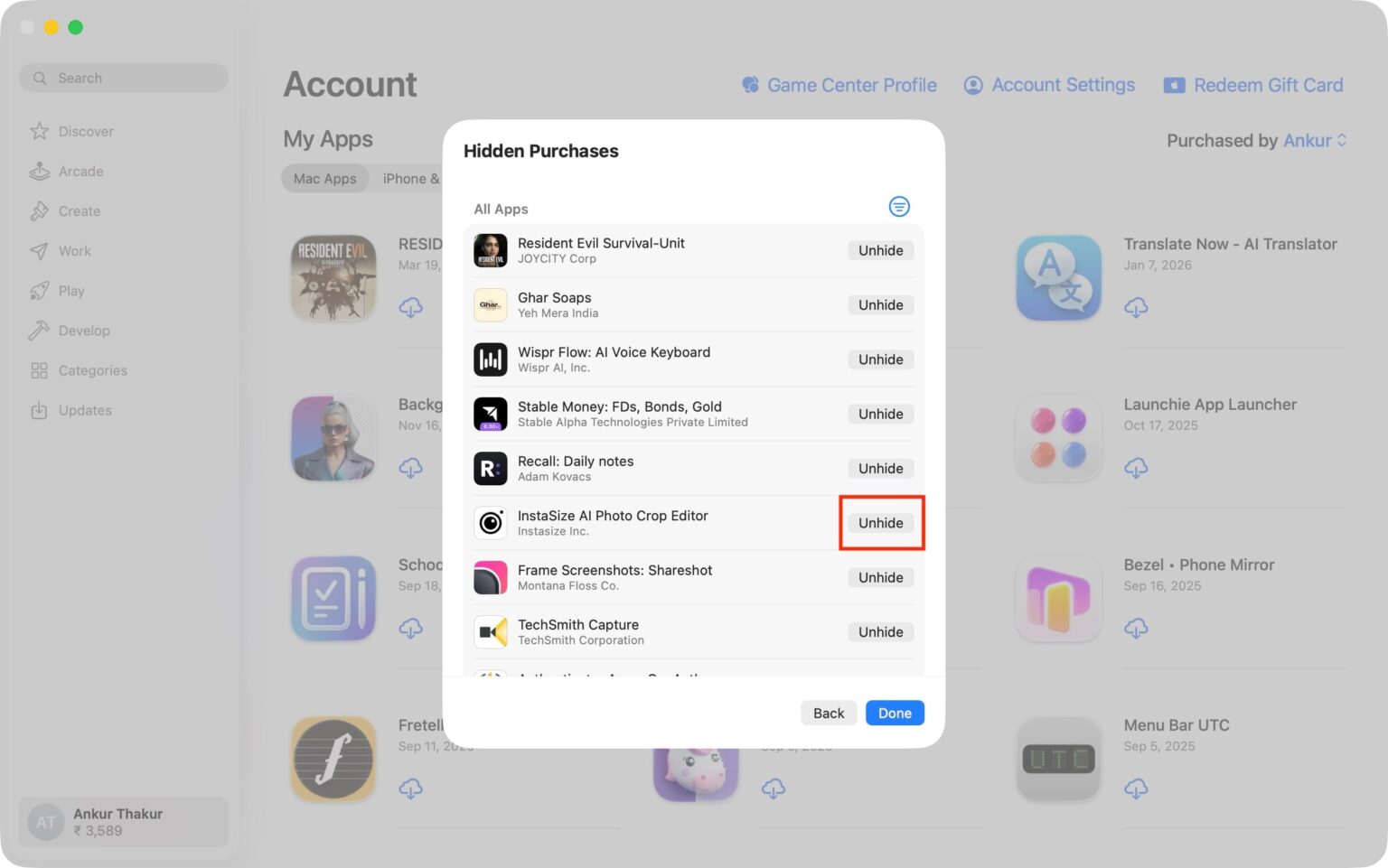 How to hide and unhide Apple App Store purchases