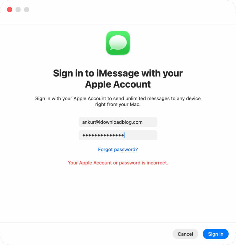 How to fix errors when signing in to Messages on Mac