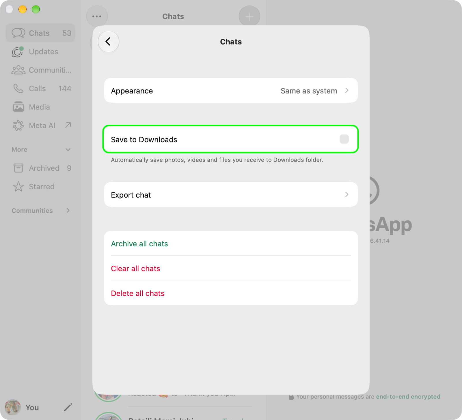 Save to Downloads unchecked on Mac