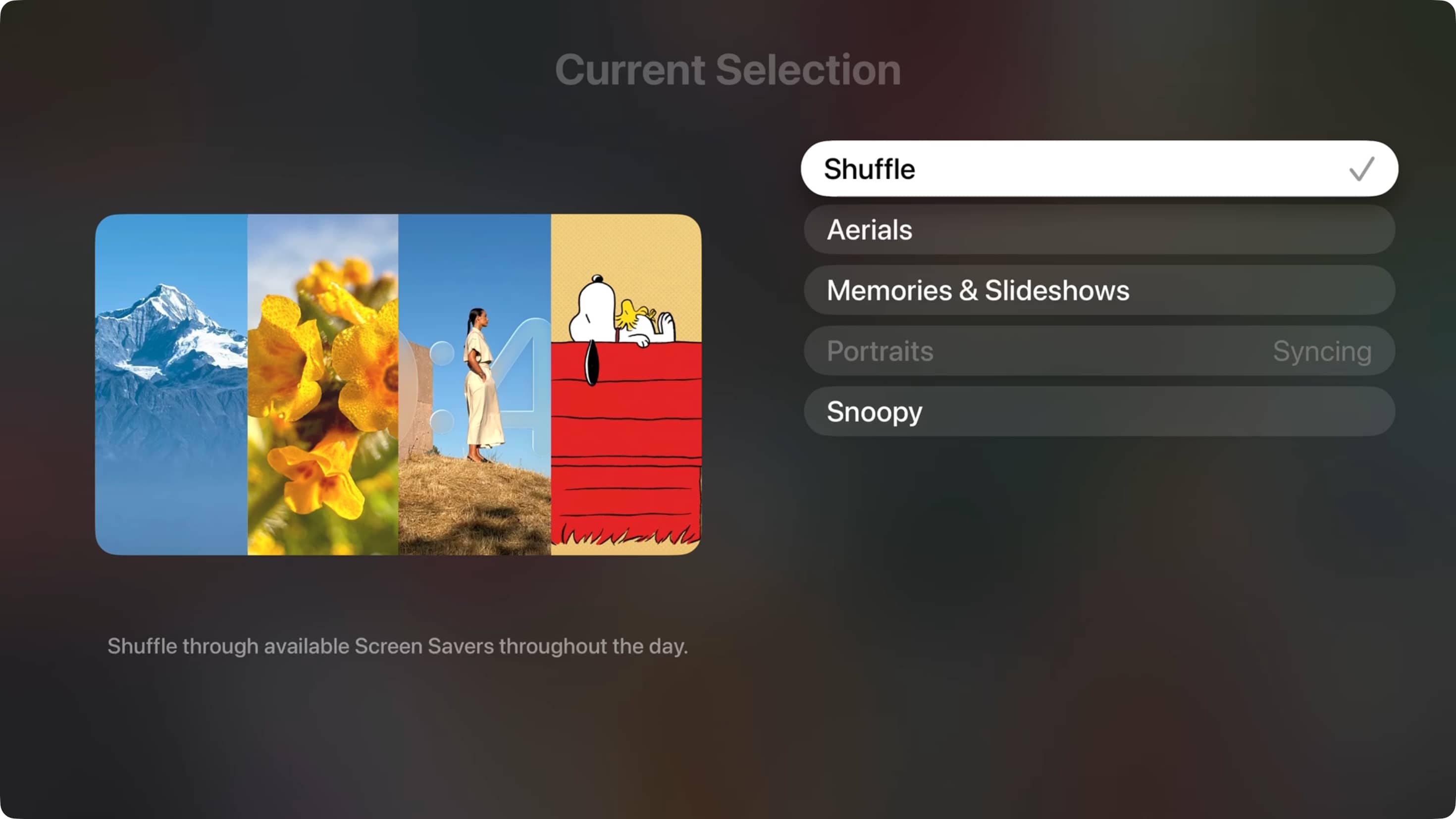 Shuffle screen saver selection on Apple TV in tvOS 27